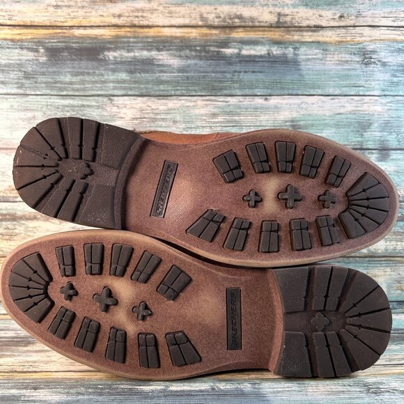 Skechers Ankle Boot Mens Sz 8.5 Brown Leather Zip Cap Toe Combat Moto Distressed - Picture 7 of 13